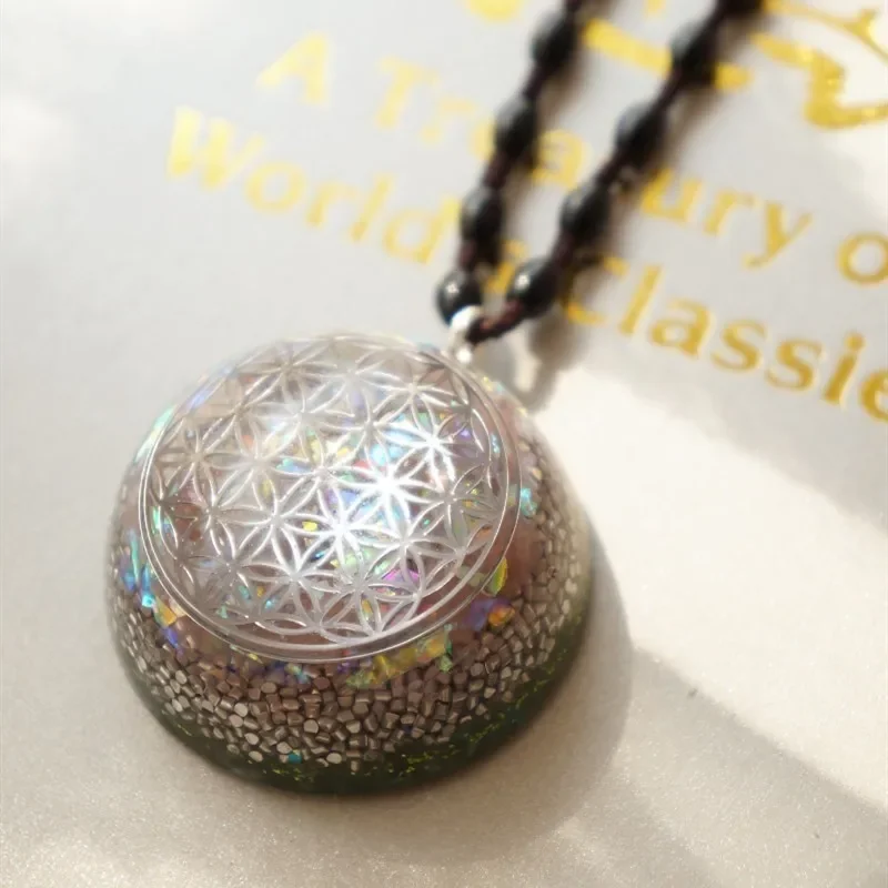 Flower of Life Orgonite Energy Pendant Natural Pink Crystal Chakras Fengshui Healing Orgon Jewelry Customization Necklace Women custom magnetic couple bracelets emf protection jewelry positive energy bracelets magnetic 4 in 1 energy bracelet