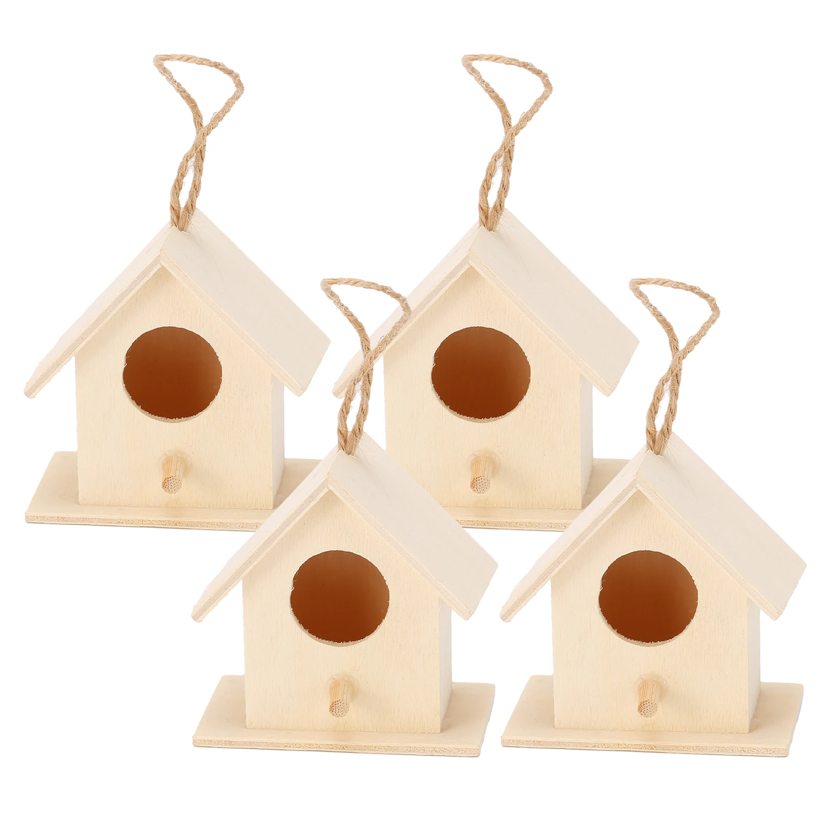 4Pcs Wood Bird Nests Hanging Birdhouse Breeding Box Birds Cage For Garden DIY Decoration