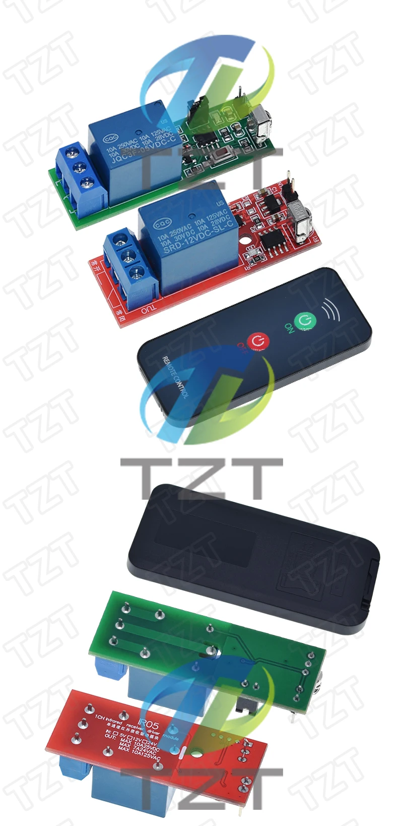 TZT IR 1-Kanal Infrarot-Empfänger Schaltrelais-Treibermodul 5V / 12V + Aktiver Fernbedienungscontroller Ohne Batterie – Detail 5