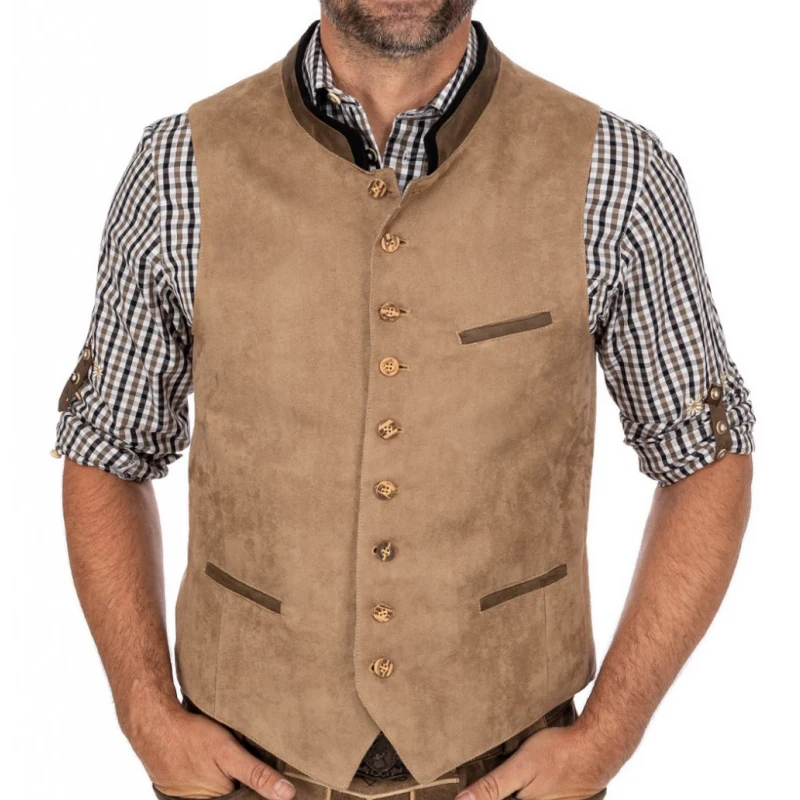 Men Vest Army Green With Collar Casual Business With Waistcoat For Wedding Groomsmen Banquet Work Set Men Vest 3