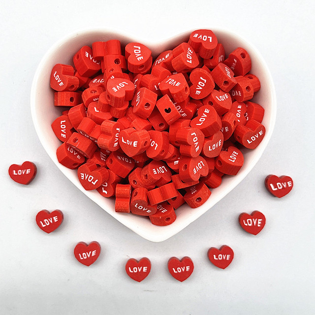10mm “love ”Pattern Beads Polymer Clay Spacer Loose Beads for Jewelry Making DIY Handmade Bracelet Accessories