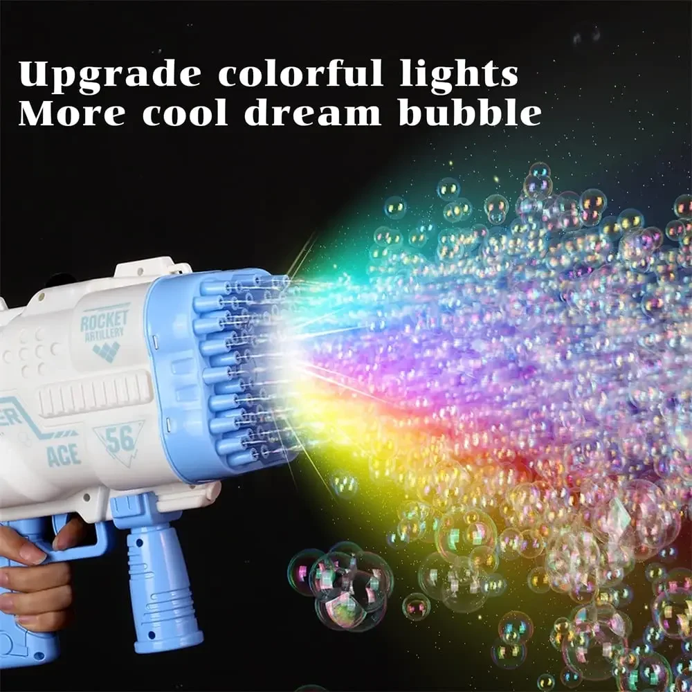 Bazooka Bubble Machine ，2023 Upgrade 68 Holes Rocket With LED Bubble Machine ,Kids Adults Birthday Party Wedding Outdoor Play 6
