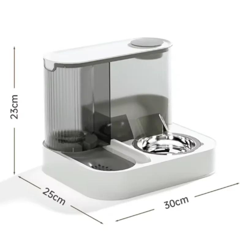Automatic Pet Feeder And Water Dispenser With Stainless Steel Bowl_voghion.com