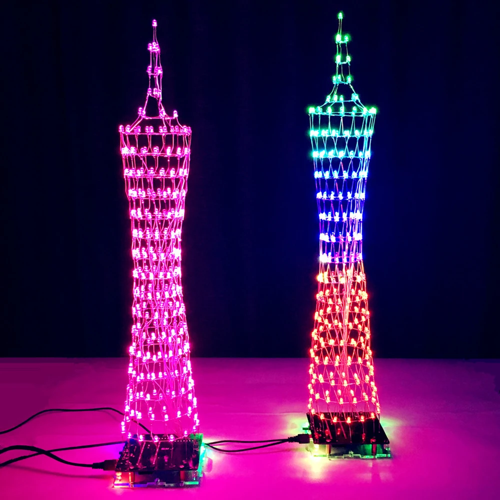 DIY Canton Tower LED Cube Kit - 1 Meter Tall With 2112 LEDs Electronic Soldering Project