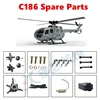 C186 BO105 /E120 RC Helicopter Spare Parts Blade Landing Gear Motor Engine Body Shell Bearing Propellers Canopy Swashplate 1
