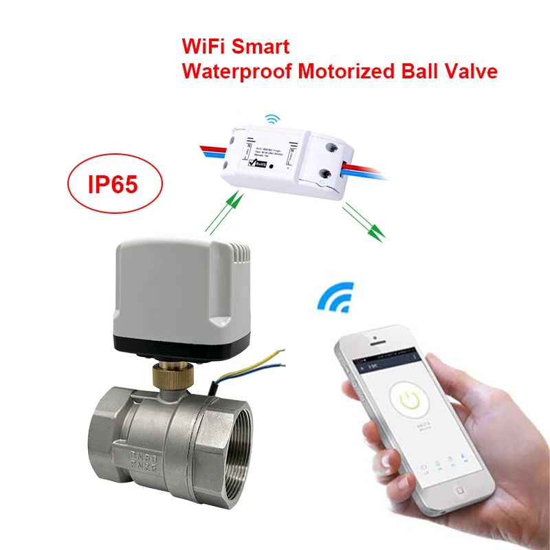 Tuya wi fi Inteligente à Prova Impermeável Água Válvula de Esfera Elétrica Interruptor Sincronismo Aço Inoxidável Suporte Controle Vida Inteligente Alexa Google Casa Ac220v