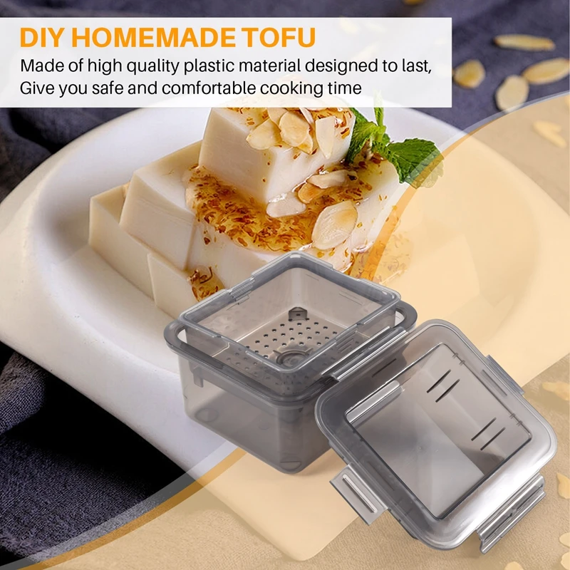 DIY Plastic Tofu Press Mold Homemade Tofu Mold Soybean Curd Making With Cheese Cloth Kitchen Cooking Gray
