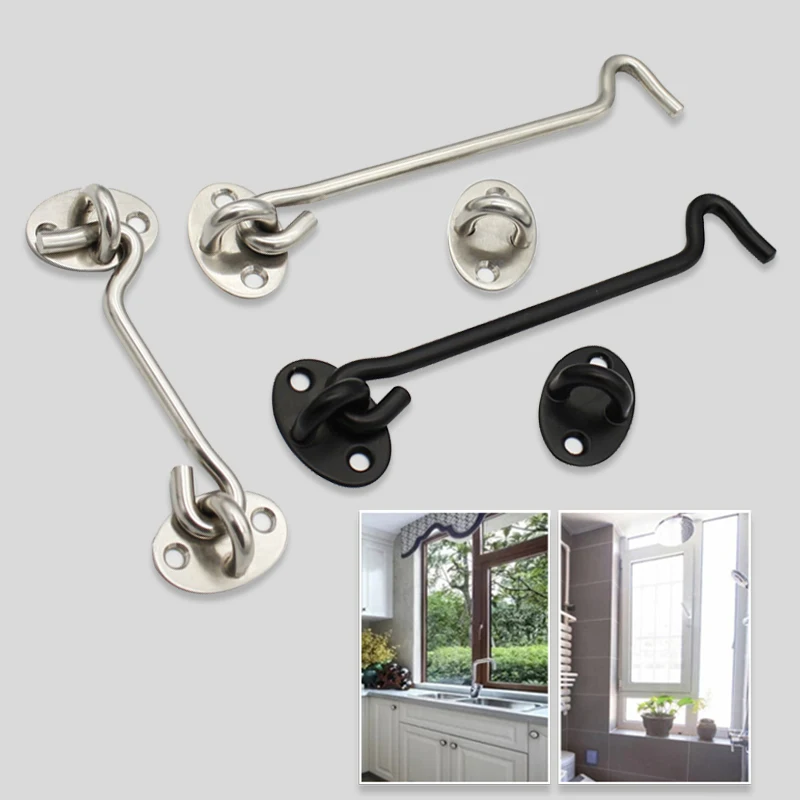 3/4/6/8 Inch Stainless Steel Window Door Bolt Door Lock Safety Switch Cabin Window Hook Door Eye Latch Silent Catch Holder images - 6