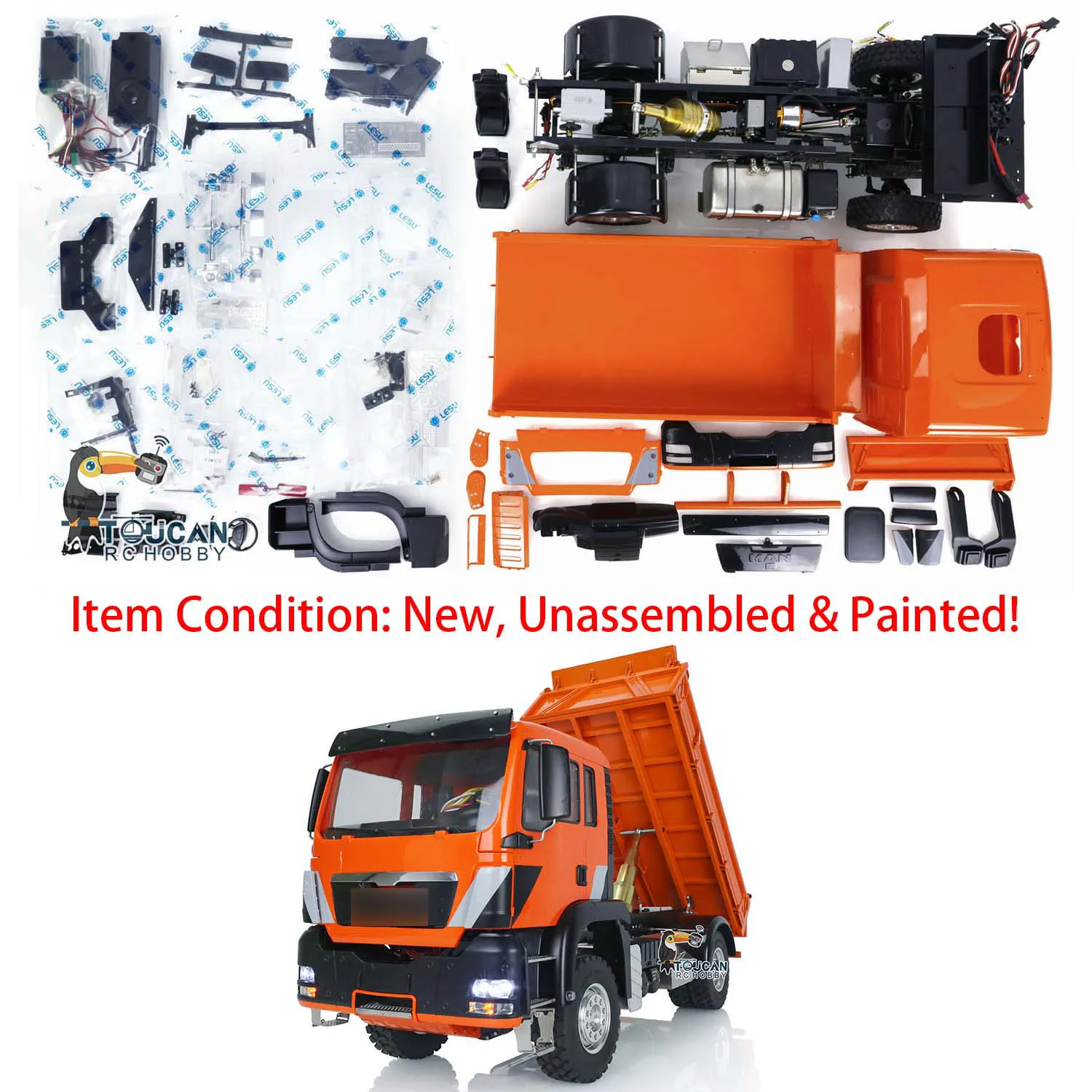 Lesu Metal 4 X4 Chassis 1/14 Rc Dumper Cars For Man Tgs Telecomando Sistema Audio Idraulico Dumper Truck Hobby Toys Thzh1460