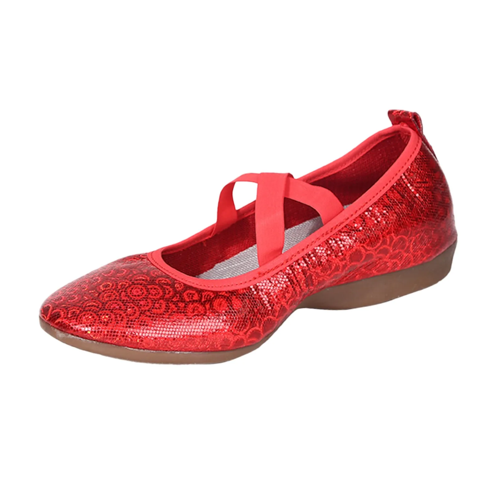 Glitter Asakuchi Latin Dance Shoes Women'S Solid Color Soft Sole Dance Shoes Stretchy Broadband Silver Line Zapatillas De Mujer 4