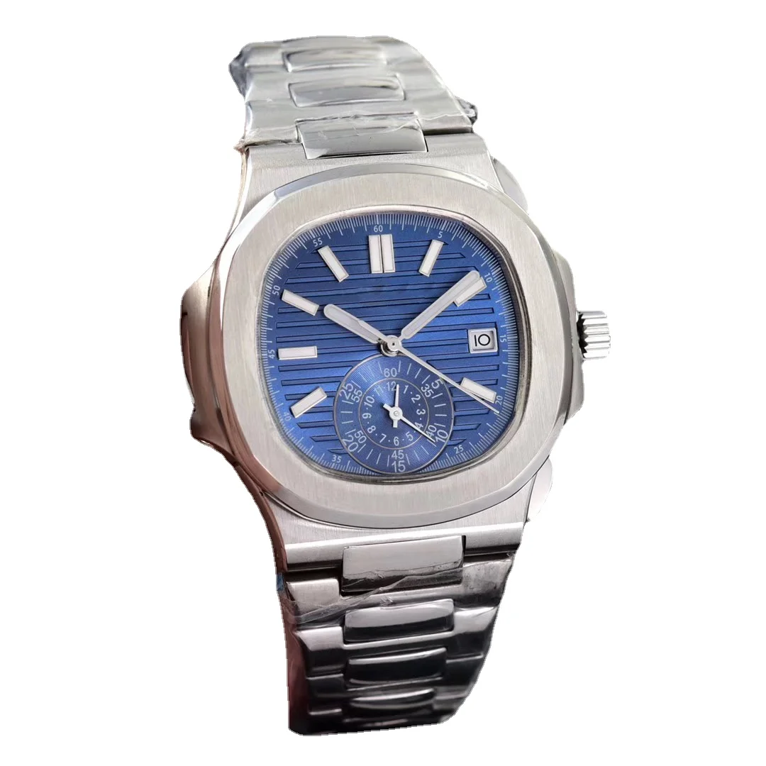 

mens mechanical automatic watch Dual Time moon phase black blue