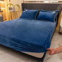 Soft Velvet Fitted Sheet with Elastic Bands Non Slip Adjustable Mattress Covers for Single Double King Queen Bed 160x200cm 1
