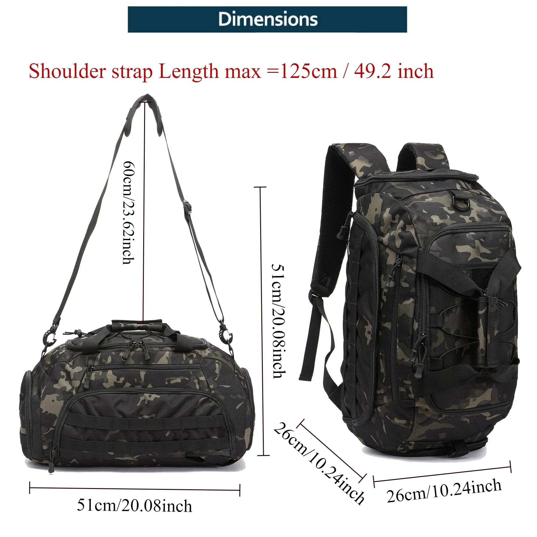 Waterproof Tactical Backpack Duffel Bag for Men Women