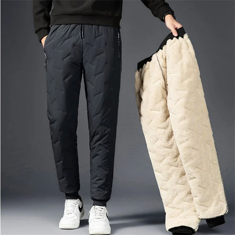 

Lamb velvet autumn and winter models plus velvet thickened middle-aged and elderly men's loose large size casual pants warm cott