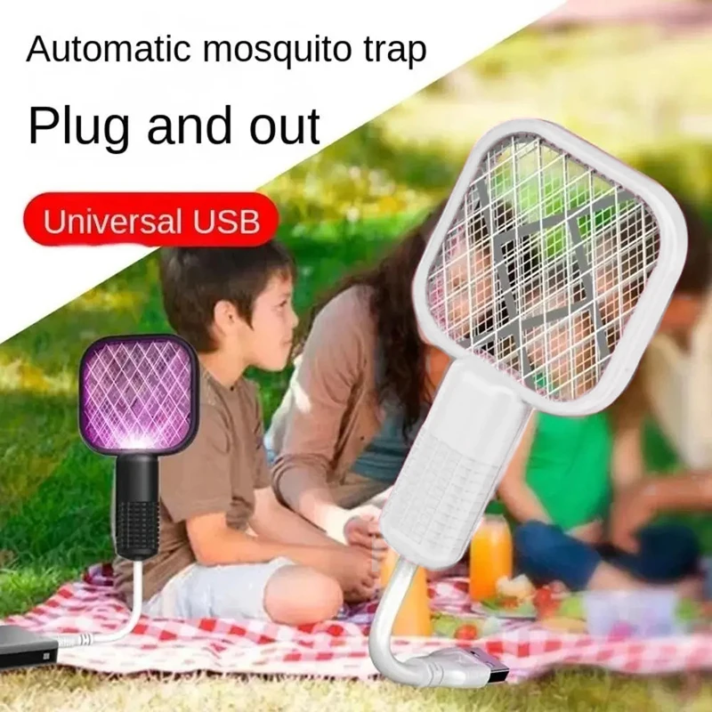 Electric Mosquito Swatter UV Light Bug Zapper Rechargeable Fly Killer Insect Racket Portable Outdoor Pest Control For Camping