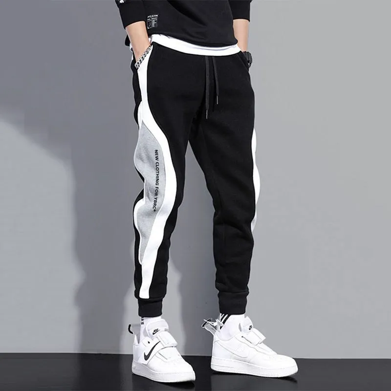 2024 Spring Men New Casual Loose Bound Feet Large Size Color Blocking Fashion Motion All-match Contrasting Colors Sweatpants