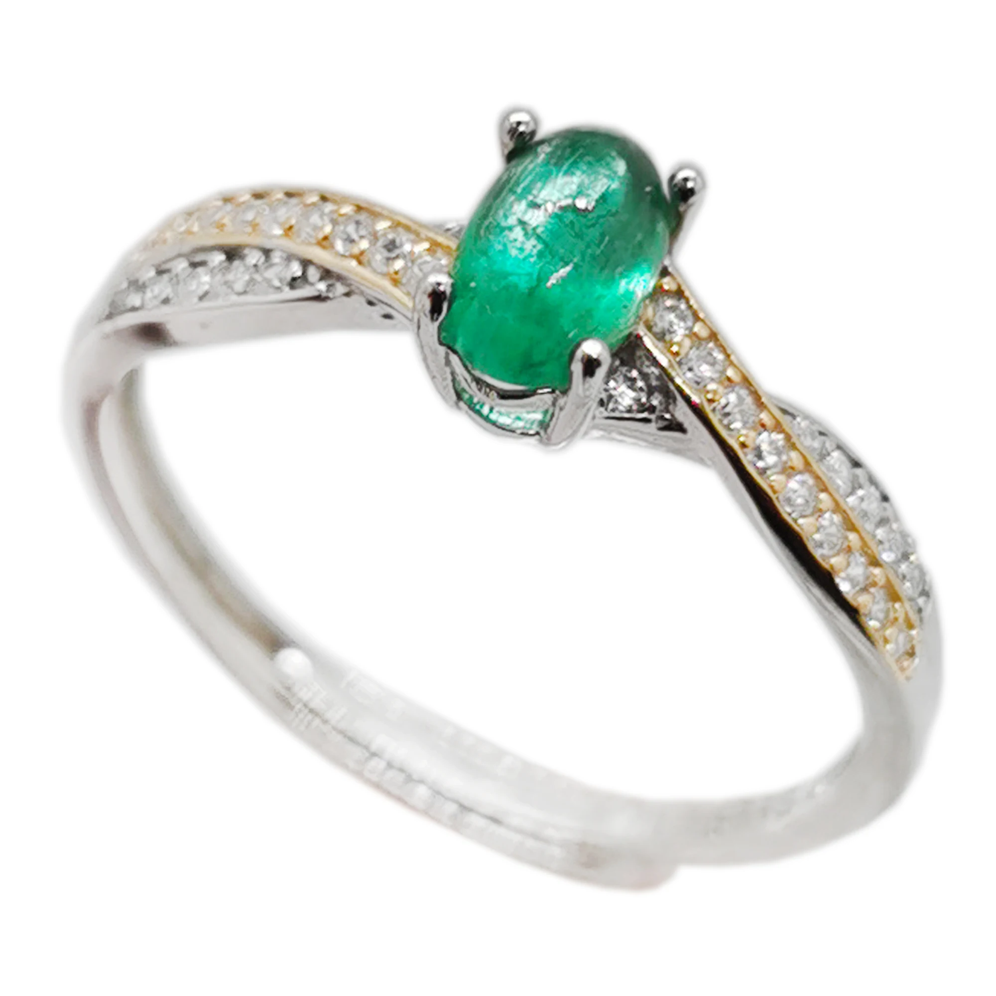 

4mm*6mm 0.4ct 100% Natural Emerald Ring for Engagement 925 Silver Emerald Wedding Ring May Birthstone Jewelry