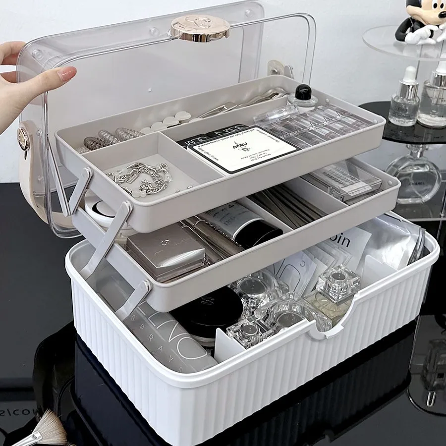Portable Nail Polish Organizer Lockable Container for Arts Crafts Cosmetic Storage Box Art Tool First Aid Storage Medicine Box 3