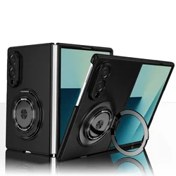 Sleek Aluminum Alloy Phone Case With 360° Rotatable Magnetic Stand - Galaxy Z Fold4 (Black)