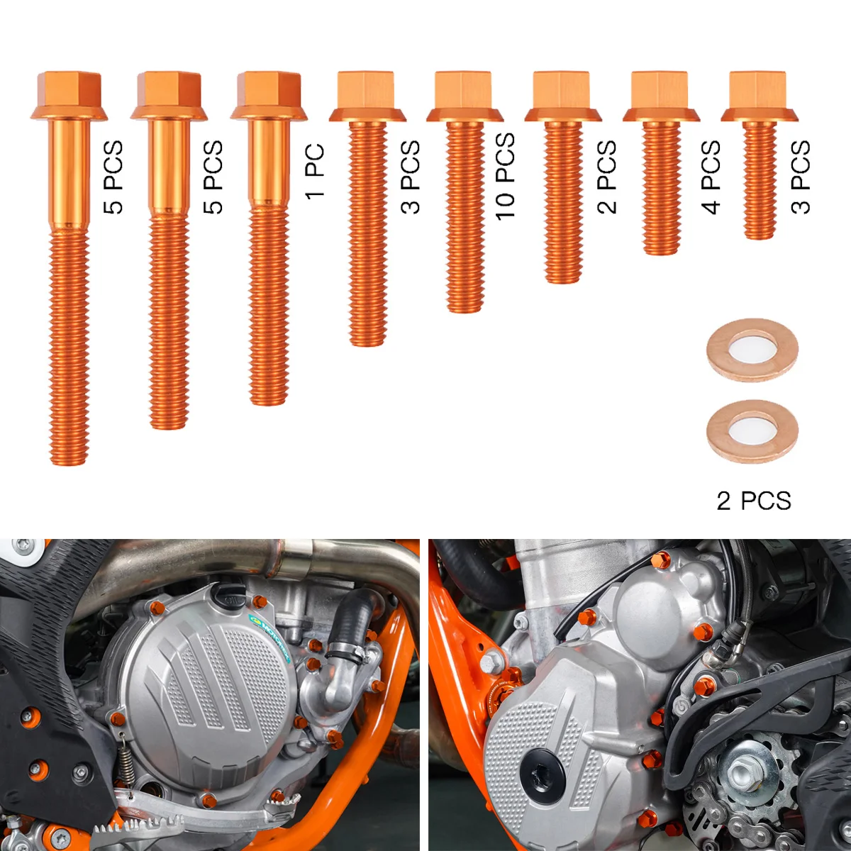 

Motocross M5 M6 Engine Clutch Case Cover Bolts Screw Cu-seal ring Kit for KTM EXC 250F 350F EXCF 250 350 2017-2022 2021 Aluminum