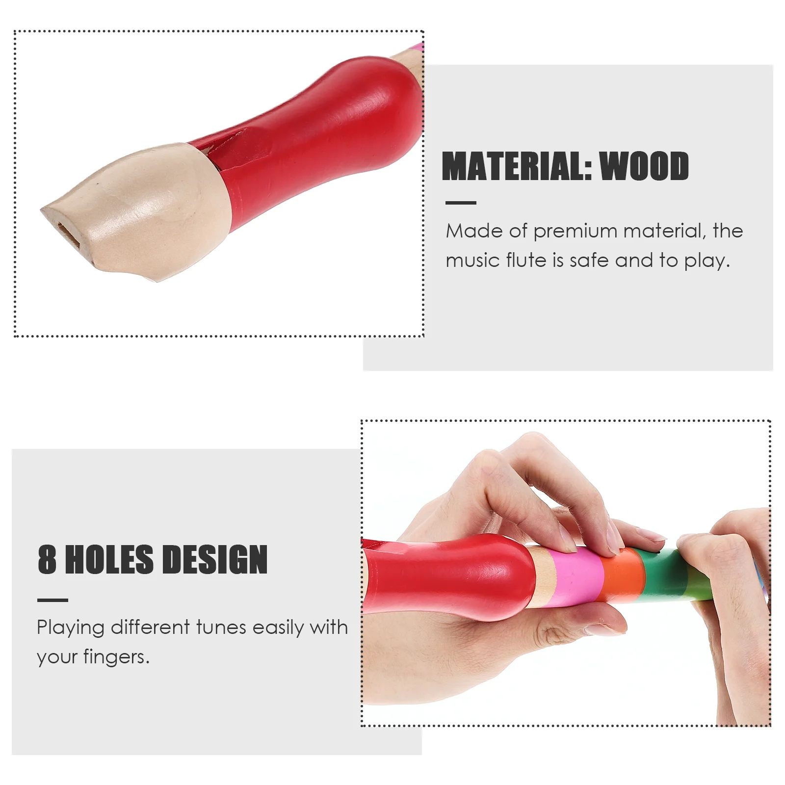 8 Hole Wood Recorder Soprano Instrument Music Flute Audio Clarinet Bamboo Wooden Descant Child