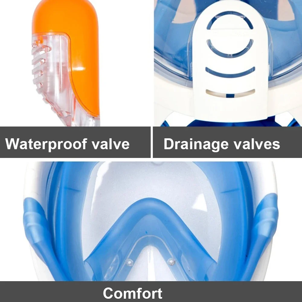 Anti Underwater Scuba Fog Full Face Diving Mask Snorkeling Respiratory Masks Safe Waterproof Swimming Equipment for Adult Kids
