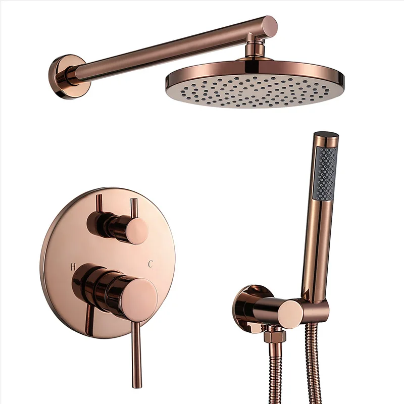 

Rose Gold in wall mounted hot cold mixed bathroom concealed rain shower set