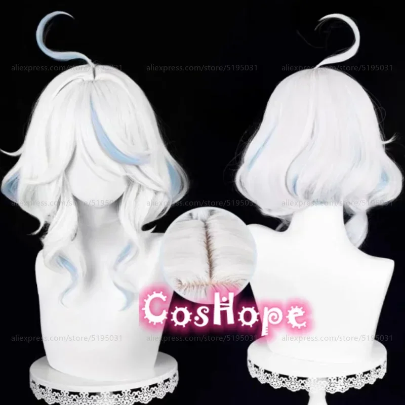 

Furina Short Wig Focalors Cosplay Wig Short Silver White Blue Wig Cosplay Anime Cosplay Wigs Heat Resistant Synthetic Wigs