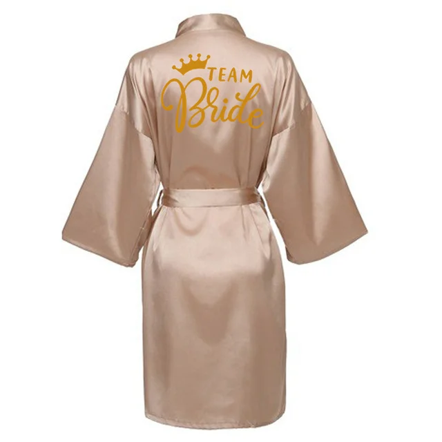 Bride Robes Women Sleepwear Sleepwear Pajamas Wedding Party Team Bride Robe With Black Letters Kimono Satin Pajamas Bridesmaid Bathrobe SP022