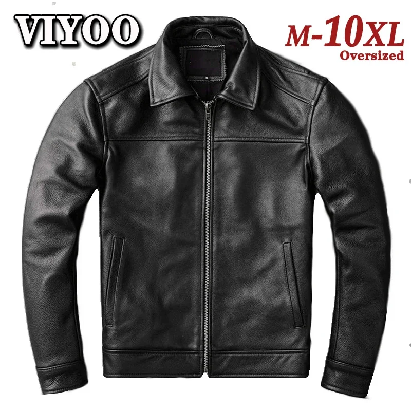 

Male 7 8 9 10XL Legitimate Men's Autumn Business Motorcycle Clothing Genuine Cowhide Leather Jacket Casual Coat For Men Hombre