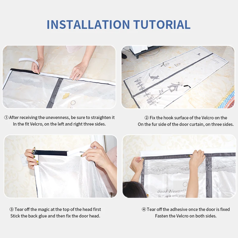 Magnetic Screen Door Curtain Side Open Cotton Door Screen Waterproof and Coldproof Door Cutain with Transparent Window Warm in Winter