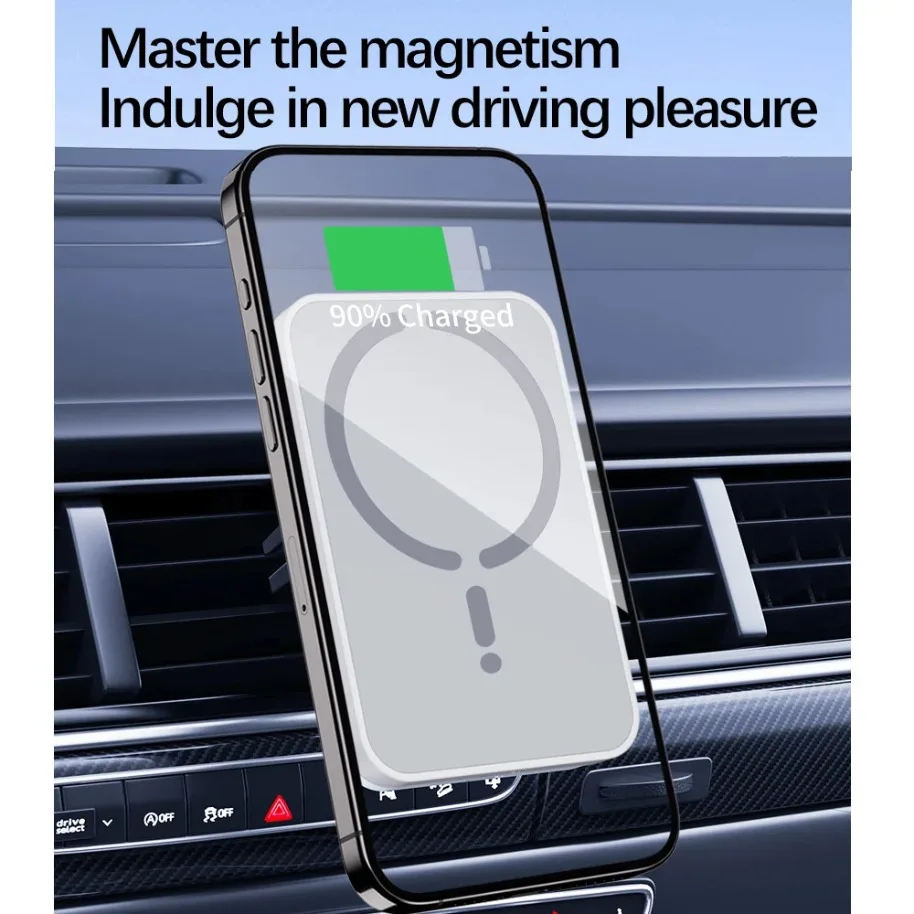 100W Magnetic Wireless Car Charger Air Vent Clip Phone Holder For Magsafe iPhone 16 15 14 13 12 Pro Max Car Fast Charging Stand