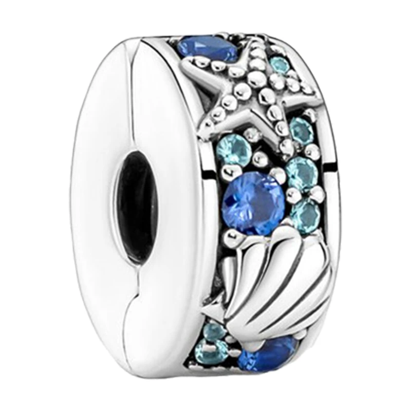 Tropical Starfish Shell Clip Charms For Bracelets Women Silver 925 Original Turquoise Crystal Ocean Wave DIY Jewelry Making| | - AliExpress