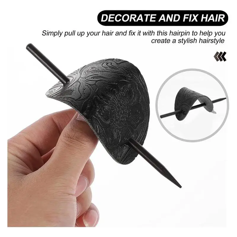 Leather Hair Barrette With Stick Faux Leather Hair Barrette Hair Tie Leather And Stick Hair Slide Ponytail Hair Accessories #W0