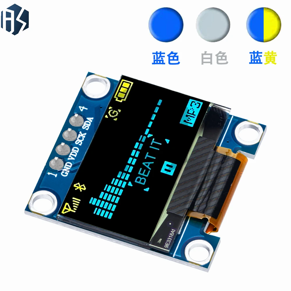 Modulo Display OLED 0,96 Pollici 128x64 – IIC, Per Arduino, ESP32, ESP8266, Colori Blu/giallo/bianco
