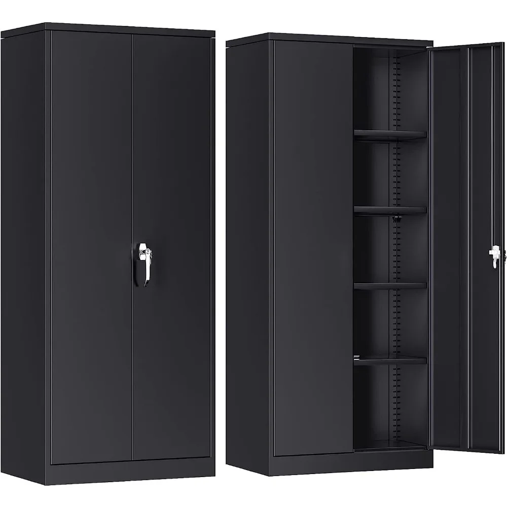 Metal Storage Cabinet with 2 Door and 4 Adjustable Shelves, 71 inch Tall Steel Cabinet for Warehouse, Garage, Home, Office 2