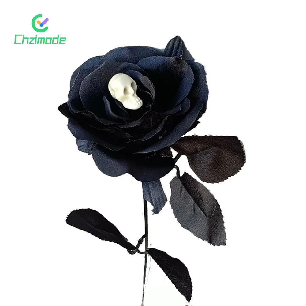 

NEW 1PC Halloween Skull Simulation Rose Artificial Roses Flower Immortal Fake Flowers for Easter Festival Party Home Decor