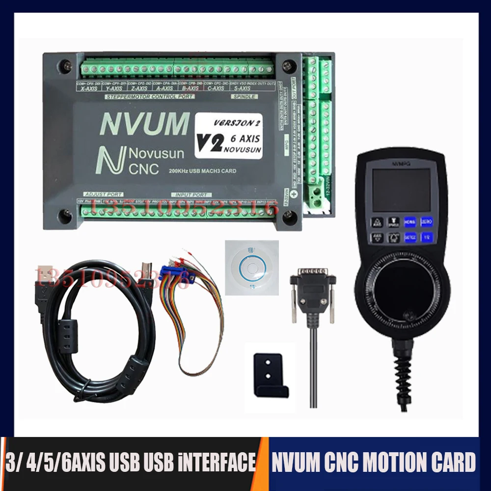 

Mach3 Cnc Controller Upgrade Nvum-usb Nvem-ethernet 200khz 3/4/5/6 Axis Control Card + Digital Display Handwheel