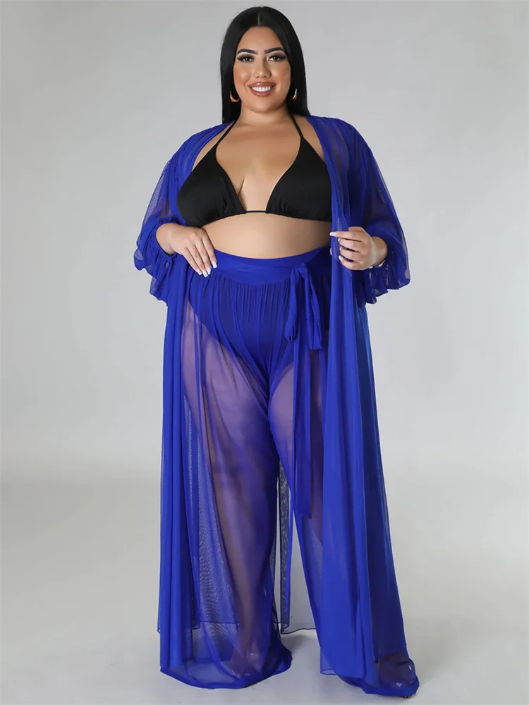 Wmstar Plus Size Two Piece Sets Women Clothing Mess Bra Top and Pants Wide Leg New In Matching Set Wholesale Dropshopping 2023