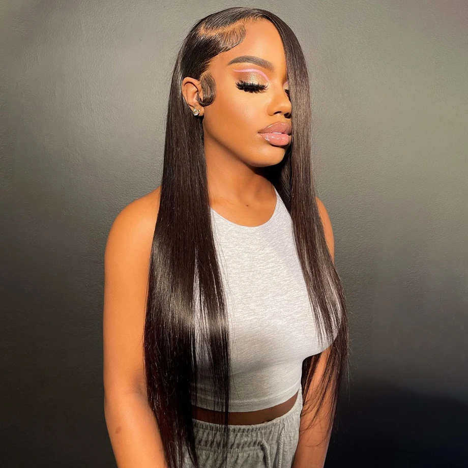 

13x4 прямые на сетке передние 100% человеческие волосы парики для женщин безклеевые предварительно выщипанные 30 40 дюймов кости прямые Hd кружева передний al парик