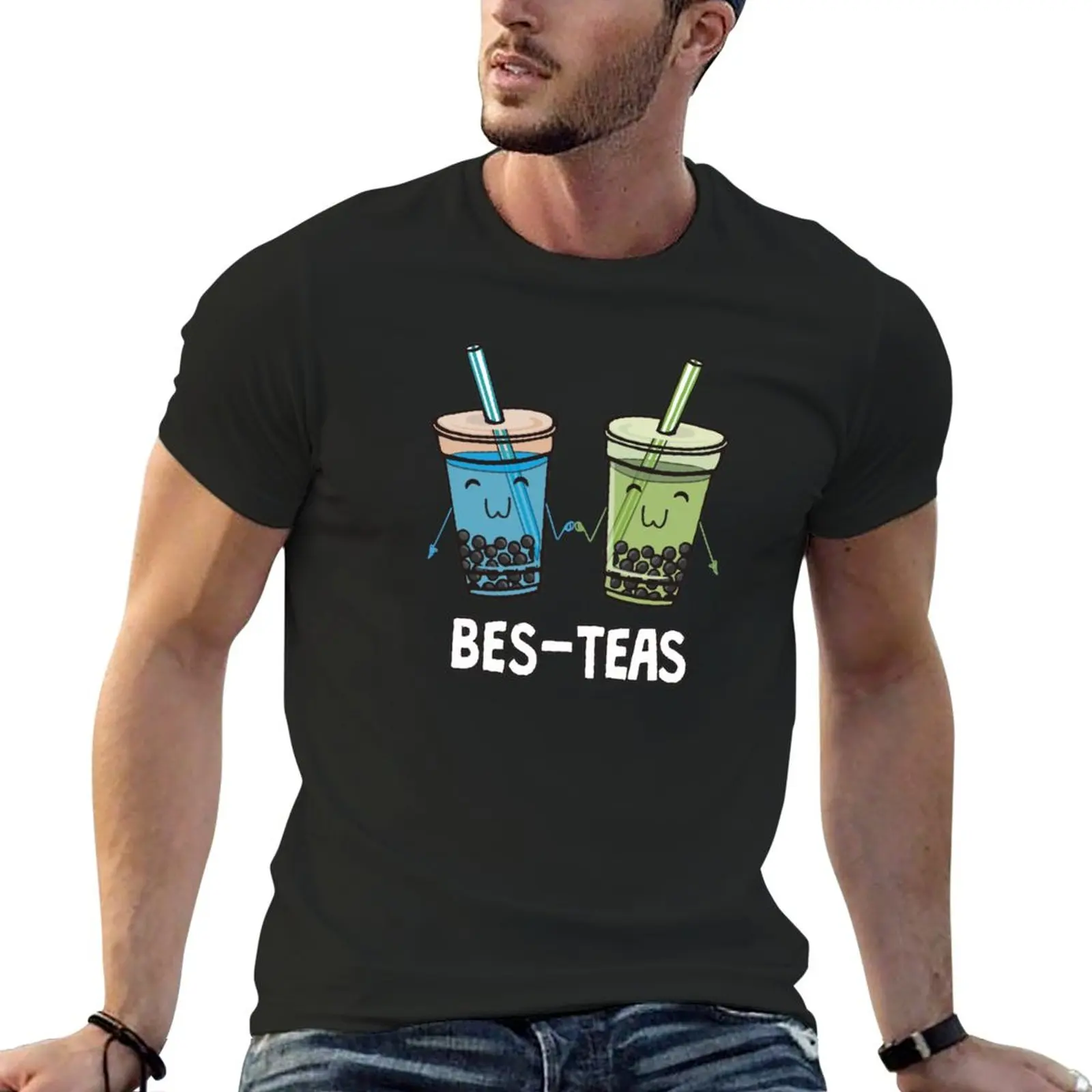 Bes-Tea Pun Funny Boba Bubble Tapioca Tea For Best Friends T-Shirt Camicie Magliette Grafiche Maglietta Da Allenamento Da Uomo A Maniche Corte