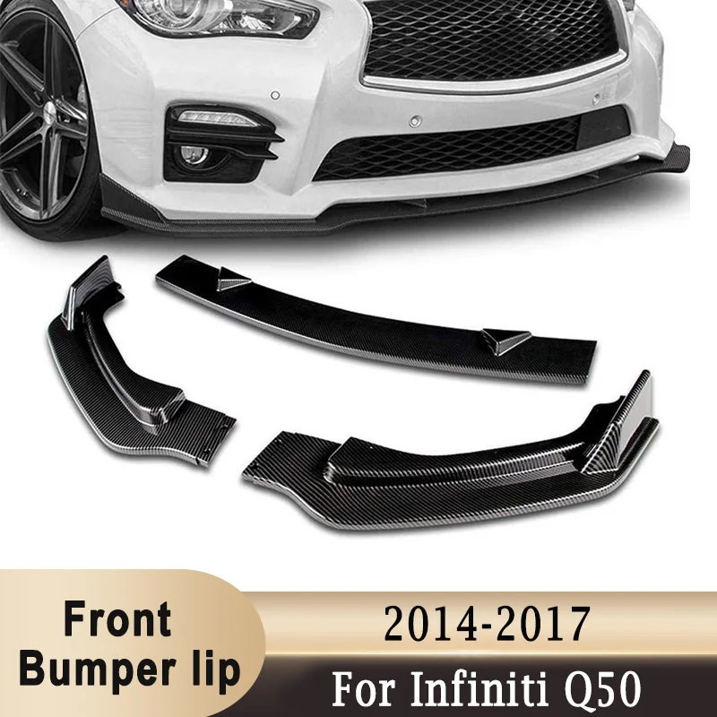 Front Bumper Lip Spoiler For Infiniti Q50 2014-2017 Carbon Fiber Bumper ...