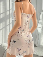 Nouvelle Robe de Nuit d'Été Sans Manches en Satin Sans Couture pour Femme, Bretelles Fines, Ourlet Volanté, Vêtement de Détente Luxueux en Satin 5