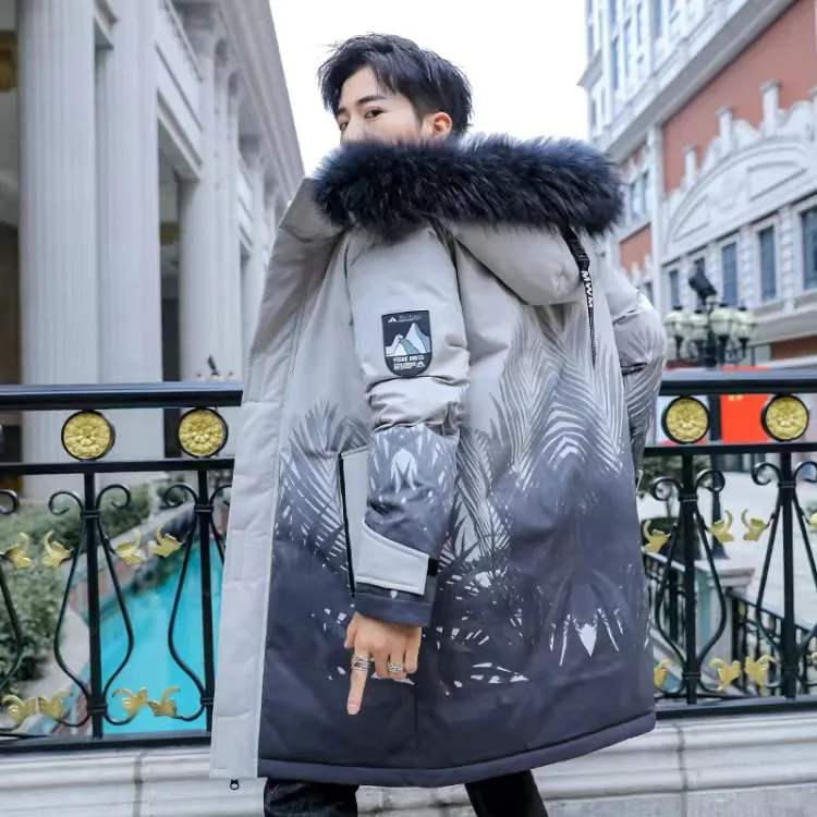 

NEW Jacket Mens Winter Jacket Fur Collar Hooded Coat Thick Coat Men Parkas Down Jacket Cotton Inside Warm Windbreaker Overcoat