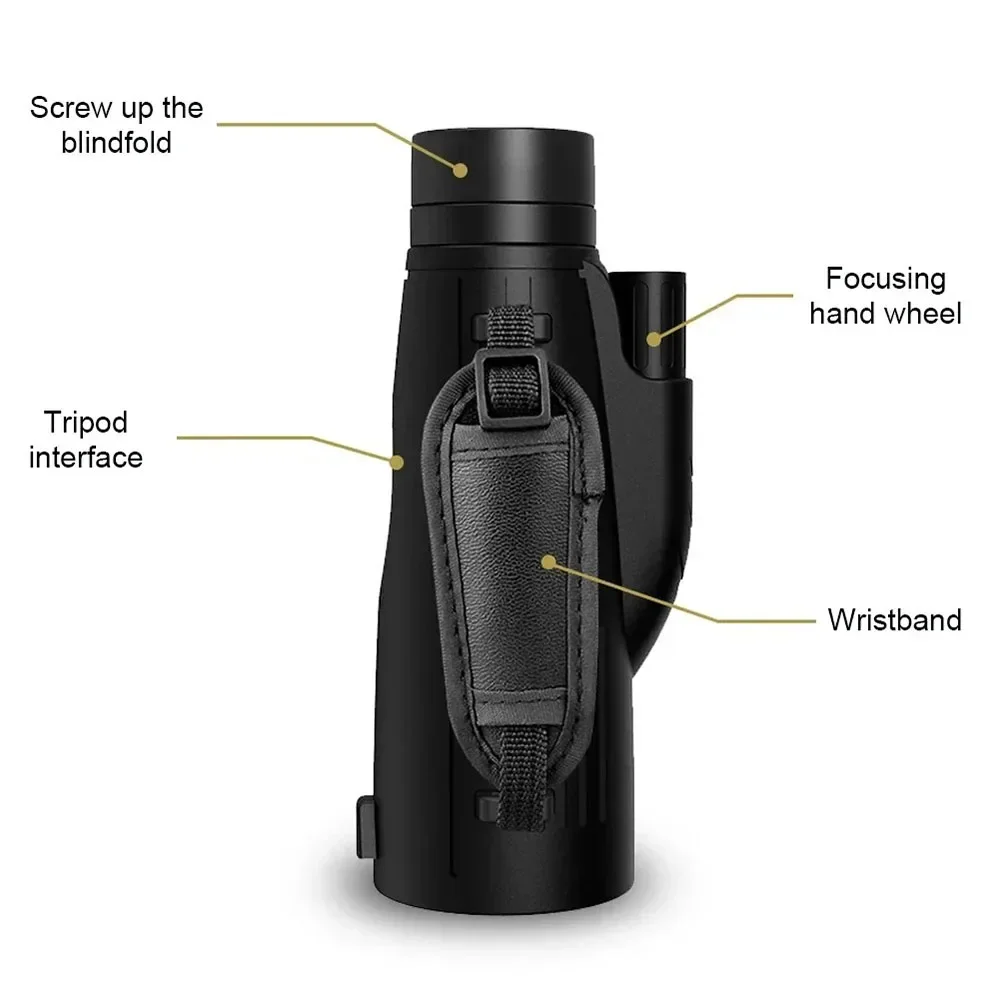 12x50 단안 HD 별 관측 망원경 (어댑터 삼각대 포함) 방수 휴대용 망원경 (캠핑, 하이킹용)