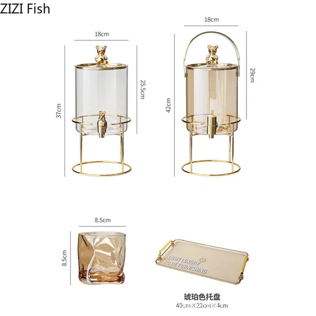 Könnyű Luxusüveg Tea Szett Családi Party Tejlé Ital Dekanter Spirit Csésze Vízforraló Csaptelep Otthoni Ivószekrény - Image 5