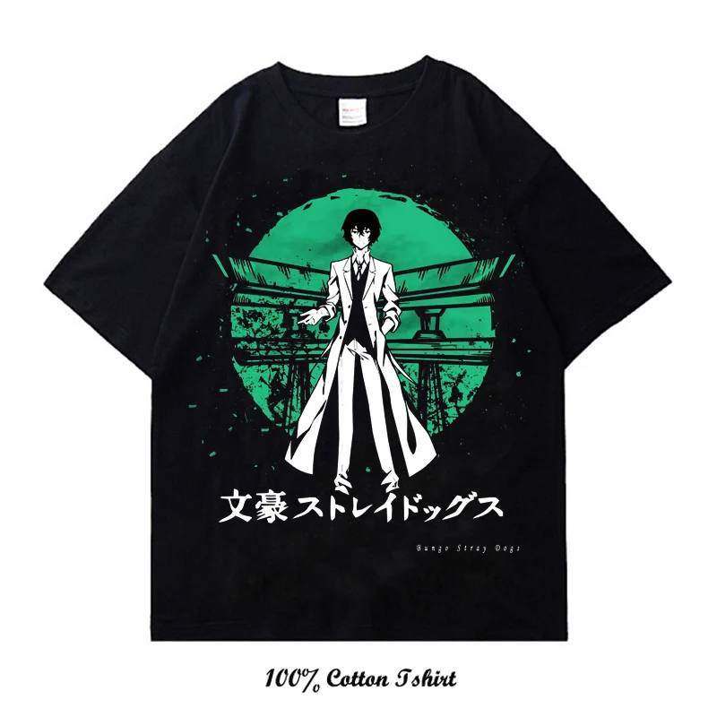 

New 2023 Mens Stray Dogs Anime Vintage T Shirt Graphic Print Hip Hop Streetwear Summer Short Sleeve Harajuku Cotton Tops