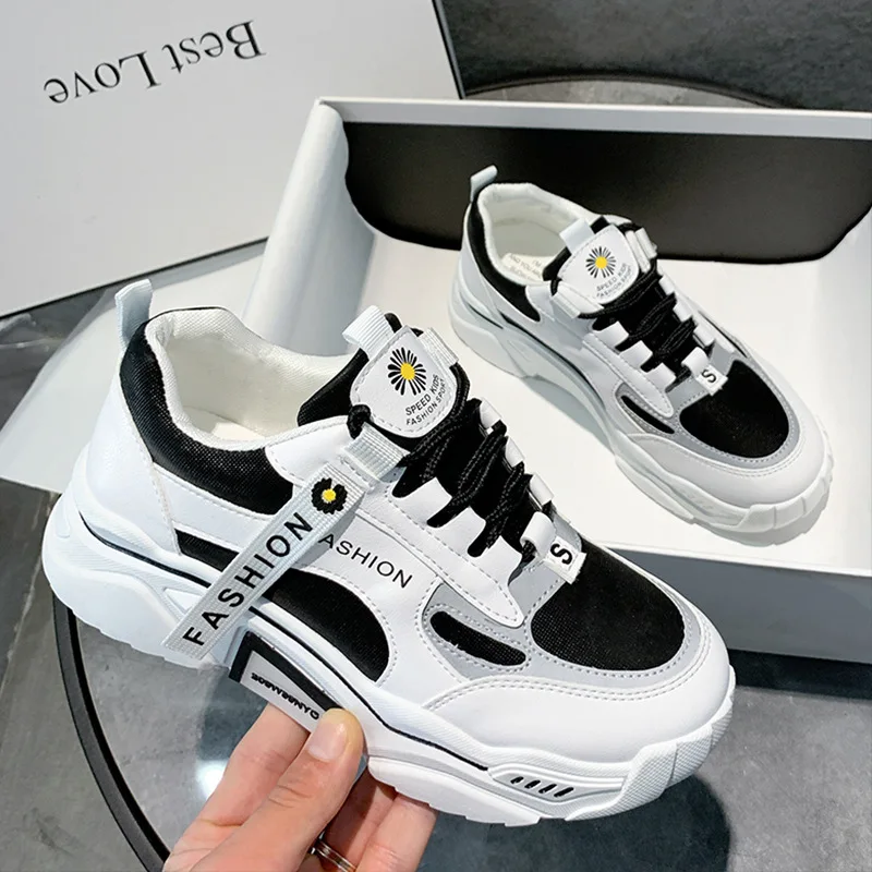 

Platform Sneakers Women Shoes Thick Bottom Chunky Sneakers Breathable Mixed Colors Korean Casual Slip On Vulcanize Shoes Spring
