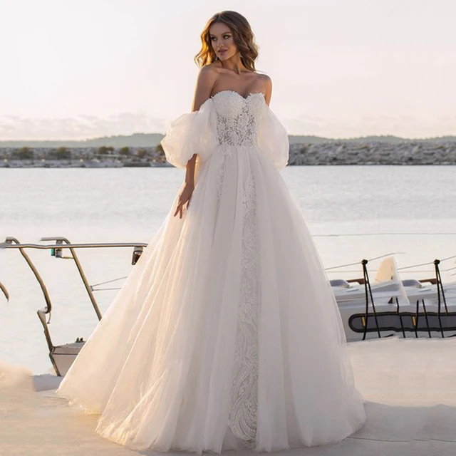 Short Mermaid Cocktail Dress Short Puff Sleeves Wedding Party Dresses  Zipper Back 2023 Sweetheart Bride Night Gowns Plus Size - AliExpress