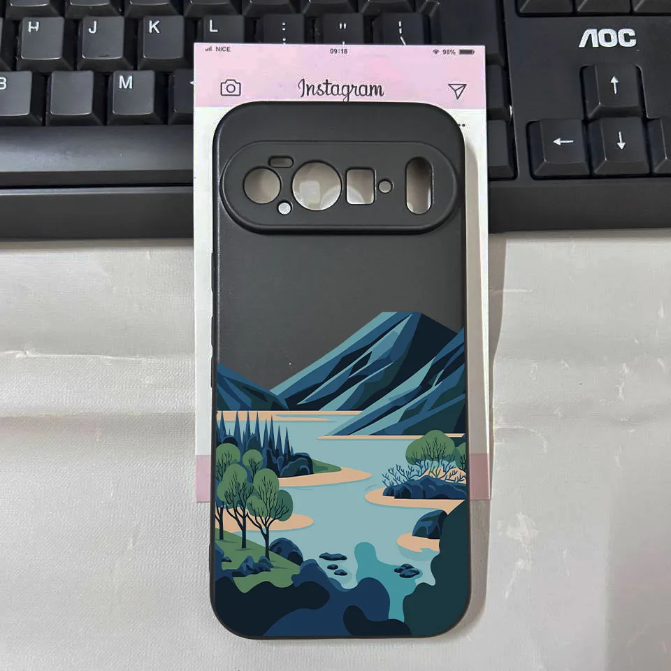 Enhanced Sunset Mountain Landscape Phone Case – Soft Black Protector Cover